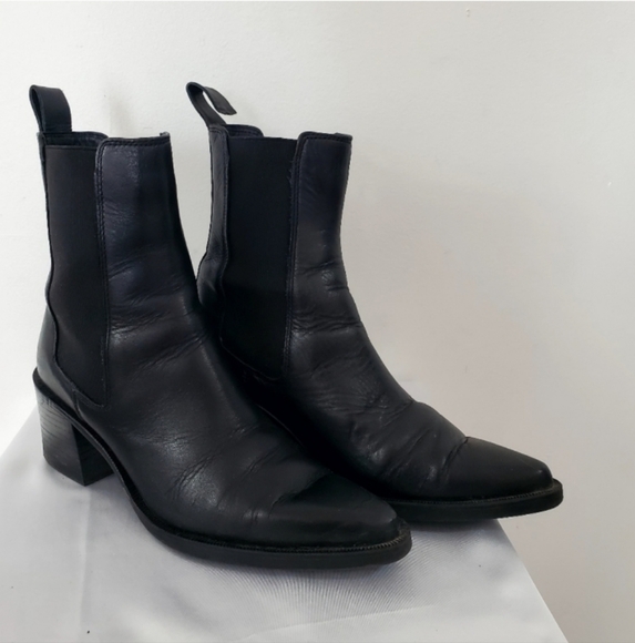 Zara Geometric Heel Pointed Ankle Boot Black - Picture 7 of 15